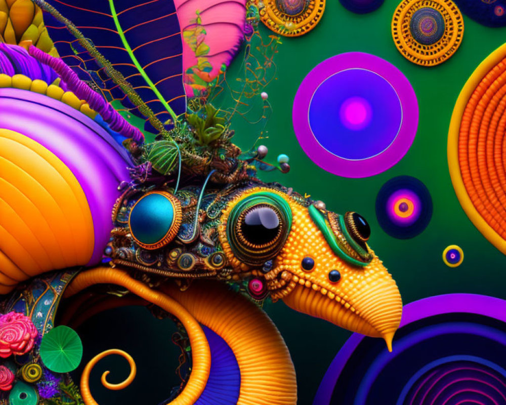 Colorful Abstract Digital Artwork with Spirals and Spheres