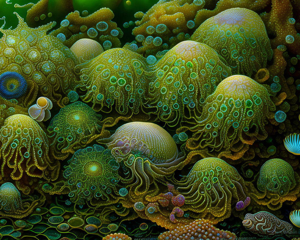 Colorful Fractal Image of Coral Reef-Like Patterns