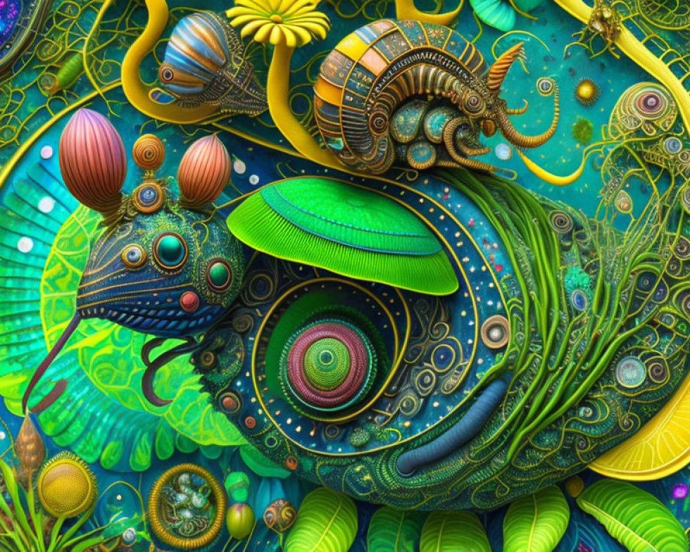 Colorful Abstract Digital Art of Fantastical Creature in Imaginary Ecosystem