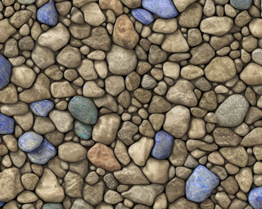 Assorted Natural Brown and Blue Pebbles Creating Textured Surface