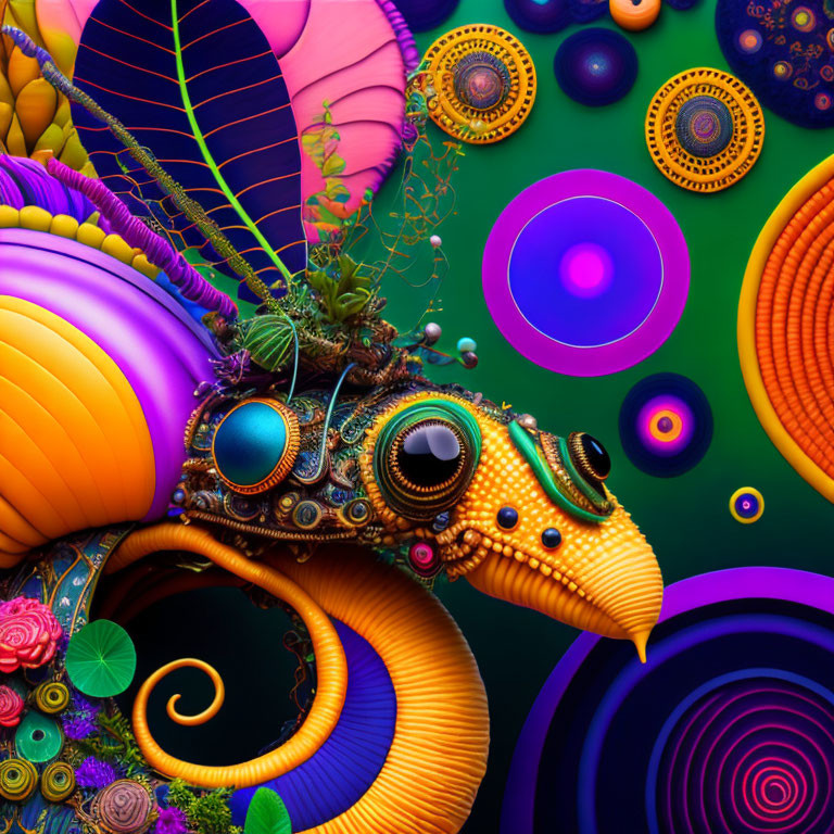 Colorful Abstract Digital Artwork with Spirals and Spheres