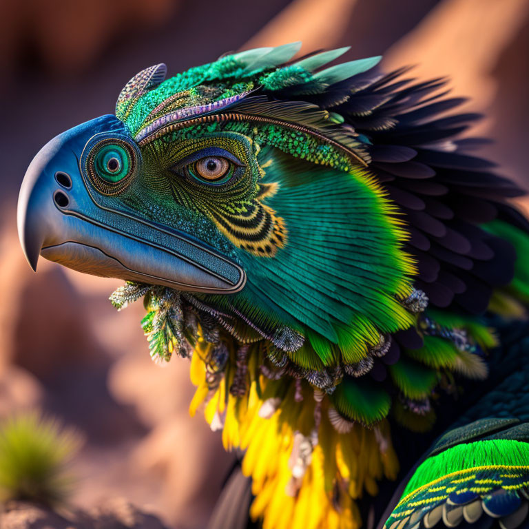 Vibrant Bird-Lizard Creature with Colorful Patterns