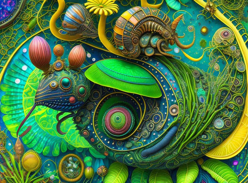 Colorful Abstract Digital Art of Fantastical Creature in Imaginary Ecosystem