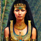 Digital Artwork: Ancient Egyptian Woman in Cosmic Setting