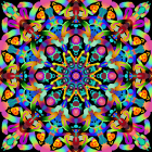 Vibrant Blue, Purple, Green, and Orange Mandala with Symmetrical Floral Patterns