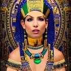 Intricate portrait of woman in Egyptian pharaoh regalia