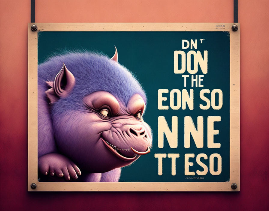 Purple 3D Creature Poster with "Don't Tread On Me" Text