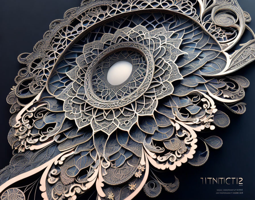 Layered Paper Art: Detailed Eye Design in Blue & White