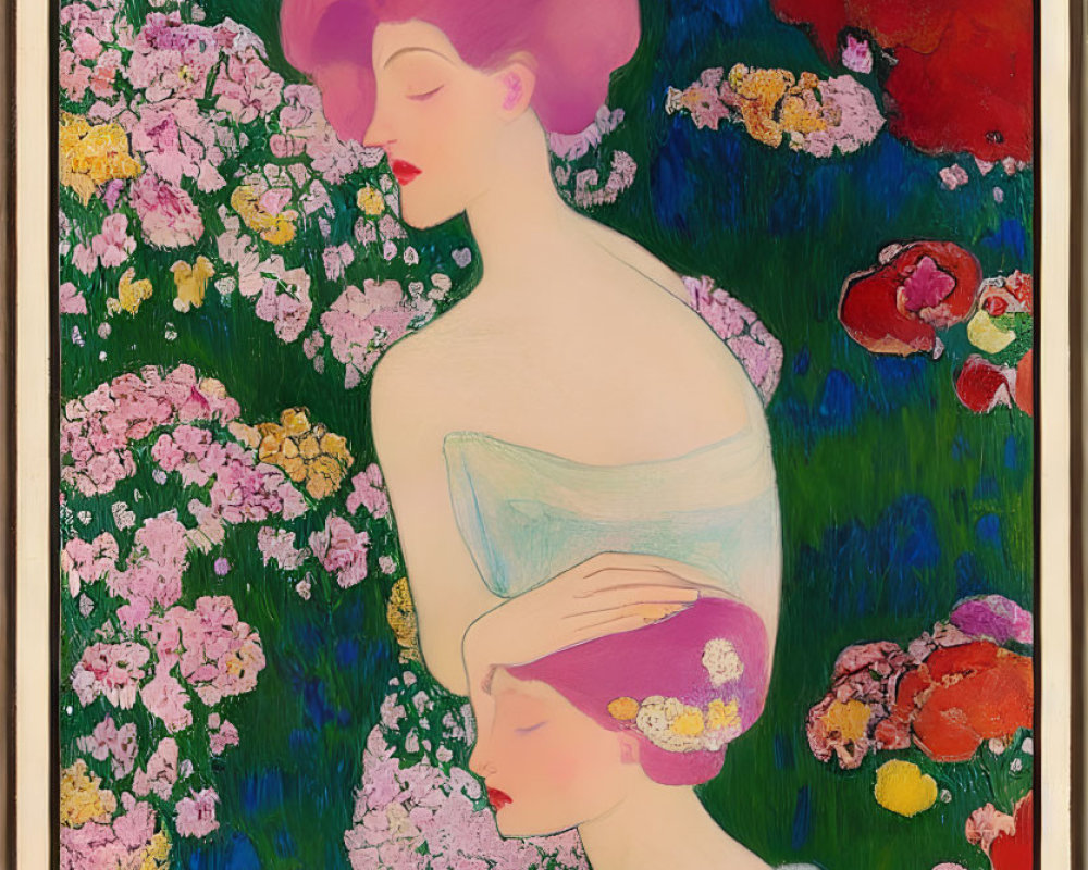 Ethereal women surrounded by vibrant flowers