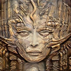 Intricate Metallic Artwork of Alien-Like Face