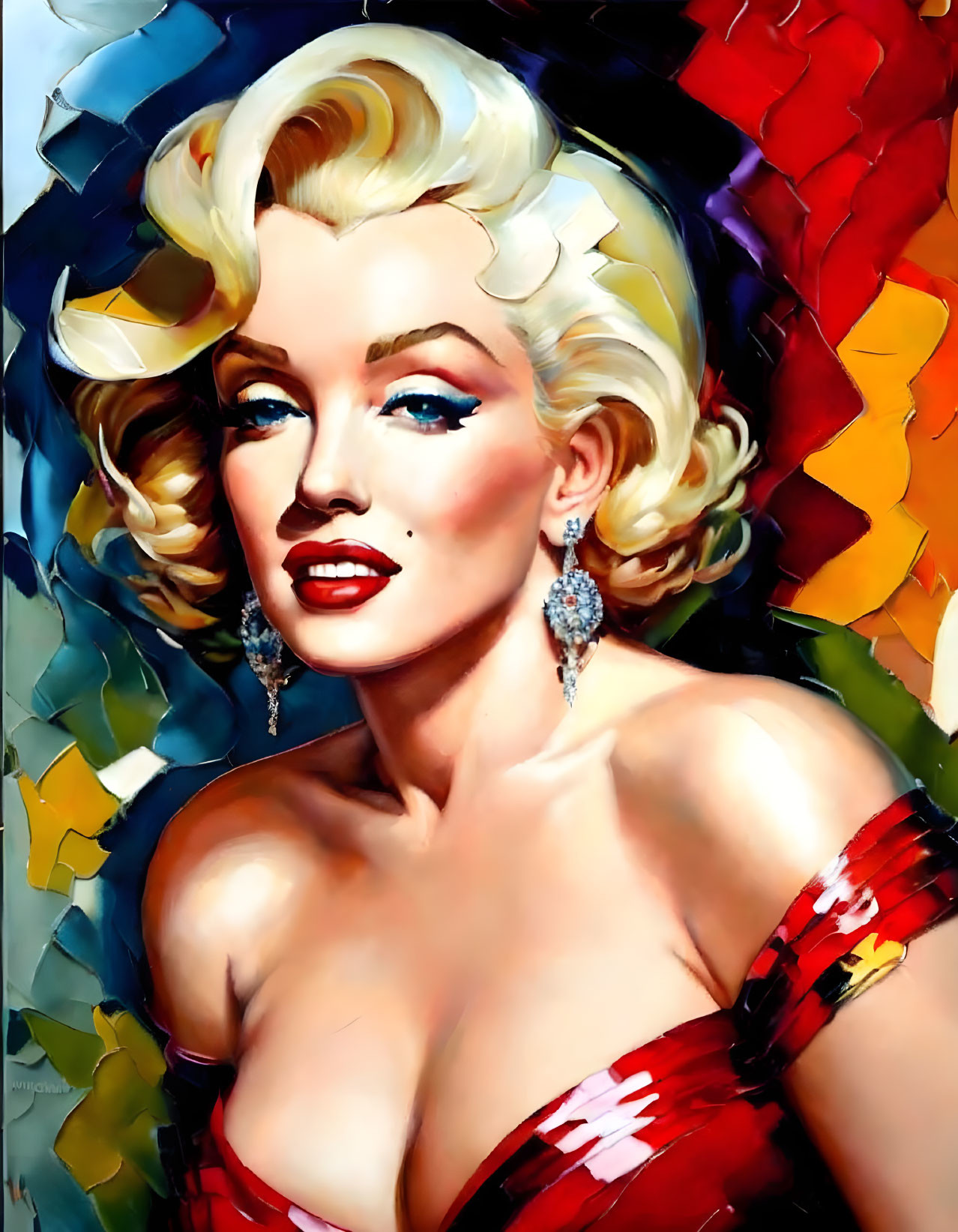 Vibrant portrait of woman with blonde hair and red lipstick