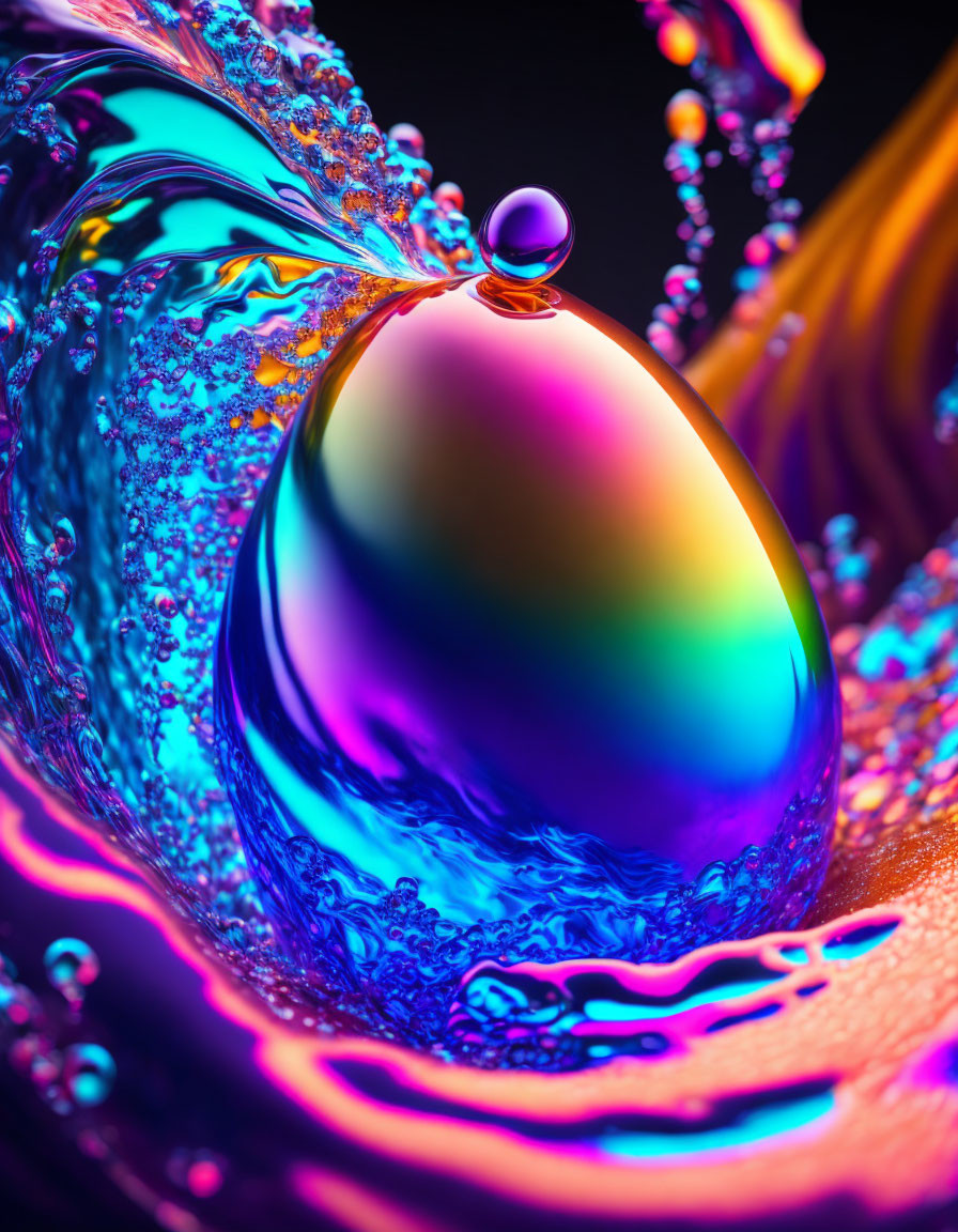 Colorful Macro Photography of Iridescent Water Droplets and Splashes