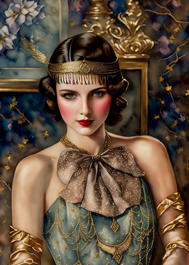 1920s Fashion Portrait of a Woman with Flapper Dress and Headband