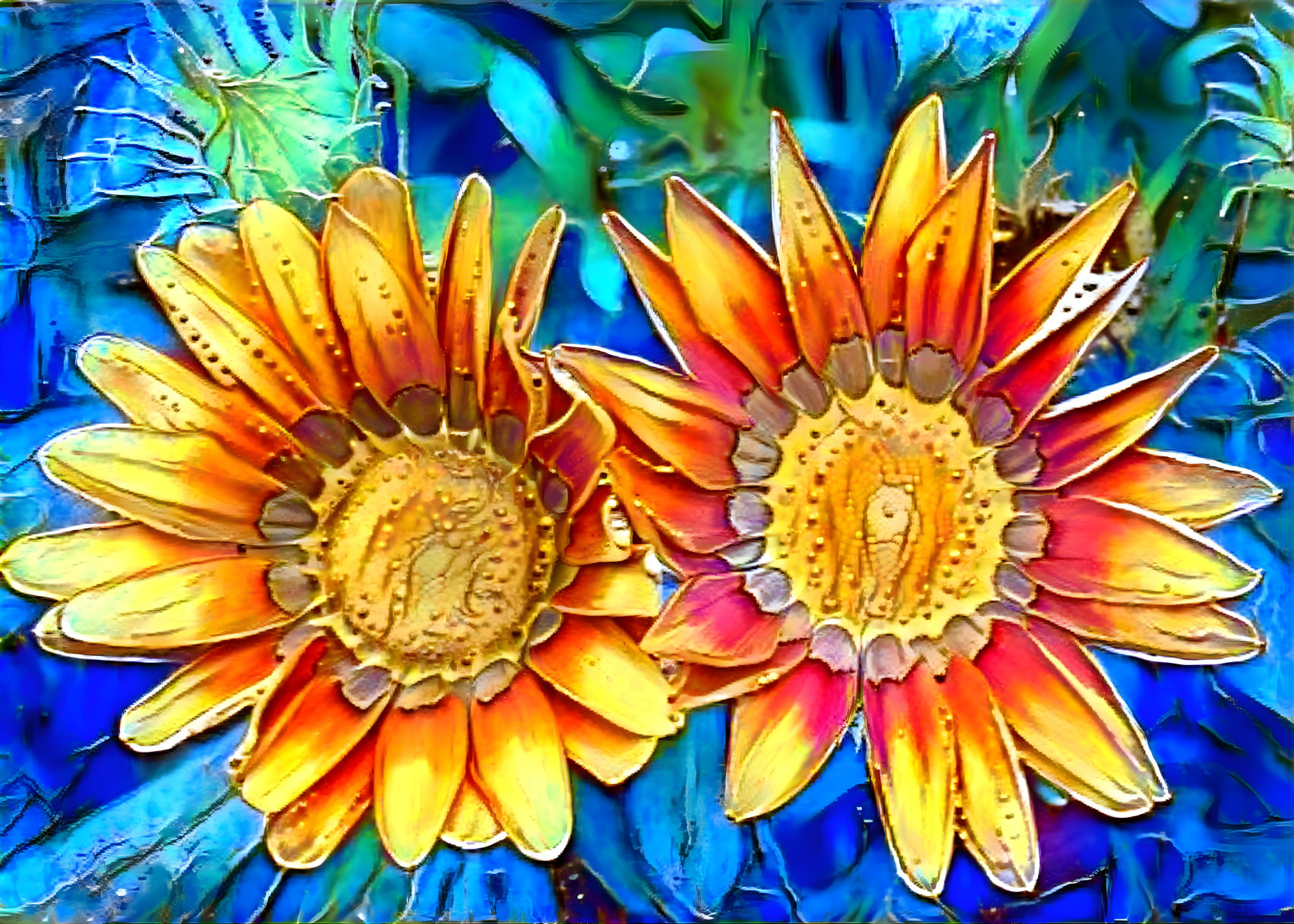 Stained Glass Window Flowers [FHD]