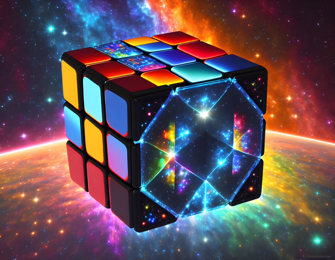 Cosmic Rubik's Cube with Starry Galaxy Theme