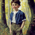 Classical painting of a boy merged with a modern child's face