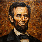 Circular Mosaic Portrait of Abraham Lincoln in Warm Tones