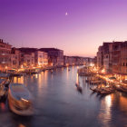 Scenic Sunset over Grand Canal with Gondolas and Historic Buildings