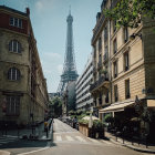 Colorful Parisian Street Scene with Eiffel Tower in Background