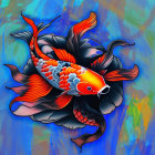 Colorful Fish Artwork in Stained Glass Style