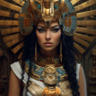 Ancient Egyptian-inspired woman adorned in regal attire.