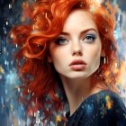 Vivid Red Hair Woman in Digital Artwork