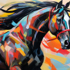 Colorful Horse Artwork with Flowing Mane and Dynamic Swirls