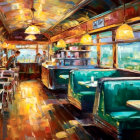 Vibrant impressionistic painting of cozy diner interior