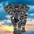 Colorful Psychedelic Elephant Illustration with Cosmic Background