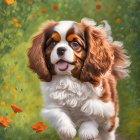 Cavalier King Charles Spaniel in Vibrant Flower Field