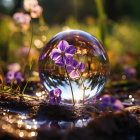 Colorful Still Life with Flower in Glass Sphere & Orbs