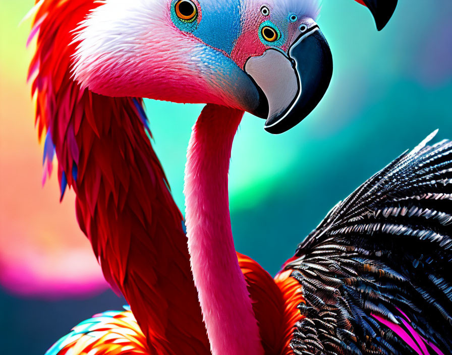 Close-up Flamingo Image: Vibrant Pink Feathers & Distinctive Beak