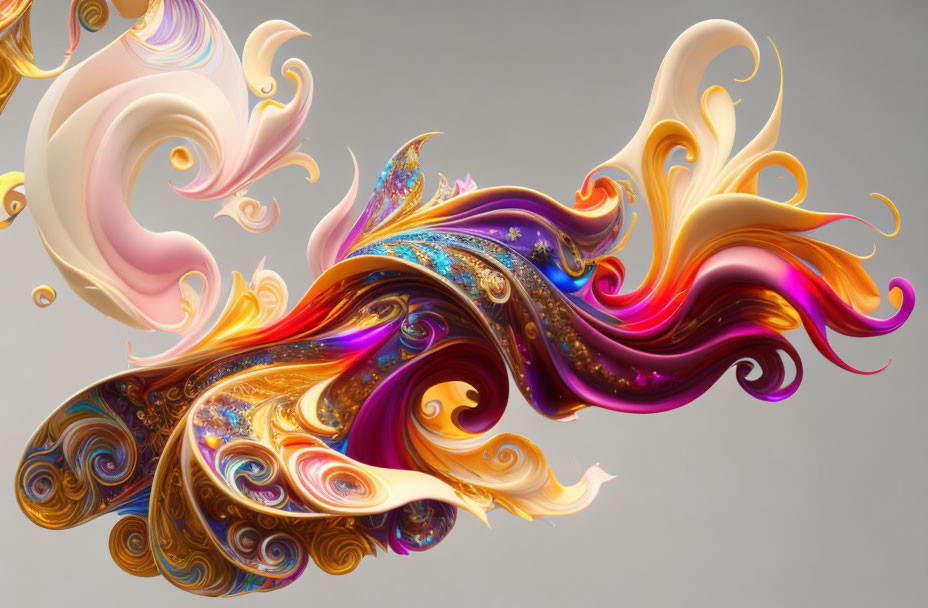 Vibrant abstract digital art with colorful swirls and patterns