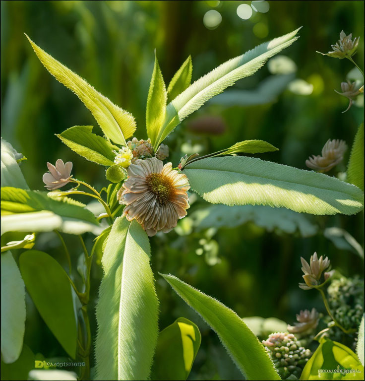 Close-up Photo: Unique Green Plant Blossom in Soft Sunlight