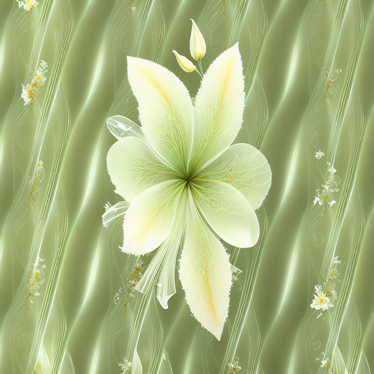 Glowing yellow-white lily digital artwork with soft light streaks