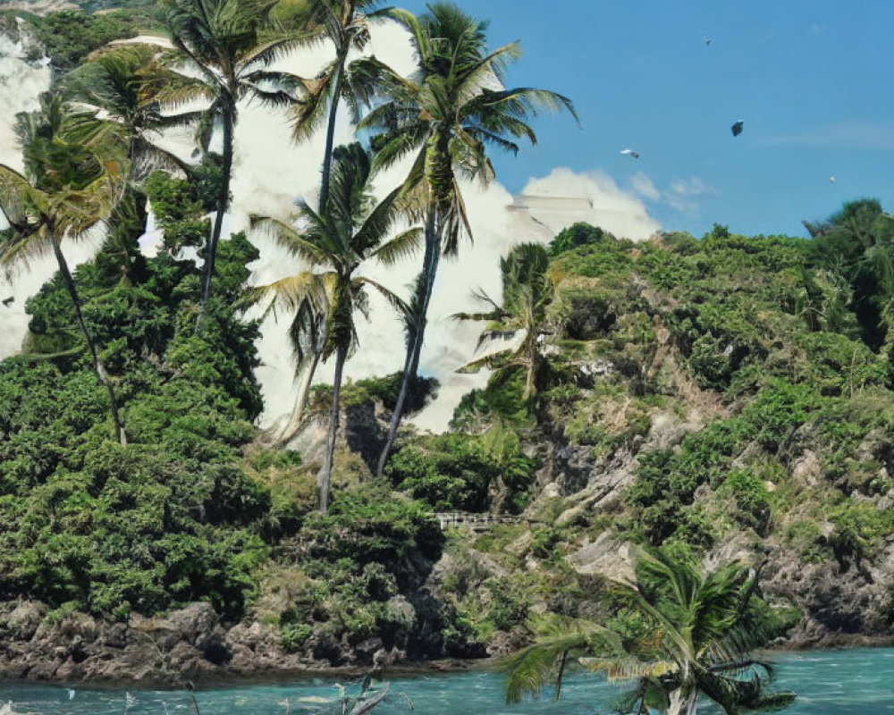 Tropical Coastline with Palm Trees and Turquoise Waters