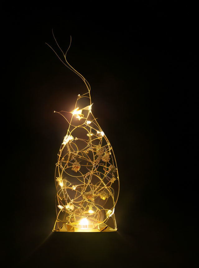 Star-shaped Lights in Teardrop Enclosure on Dark Background