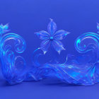 Stylized luminescent blue flowers on violet background