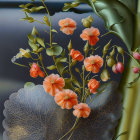Colorful Floral Arrangement on Dark Background with Golden Vase