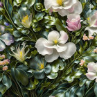 Vivid Floral Tapestry with Green and Pink Shades