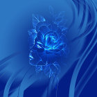 Vivid Blue Flower Unfurling on Monochromatic Background