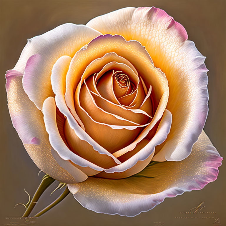 Vibrant Peach-Colored Rose with Swirling Pattern on Soft Petals