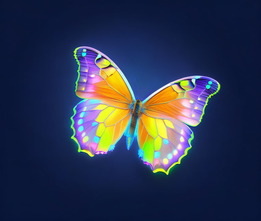 Colorful Butterfly Illustration on Dark Blue Background