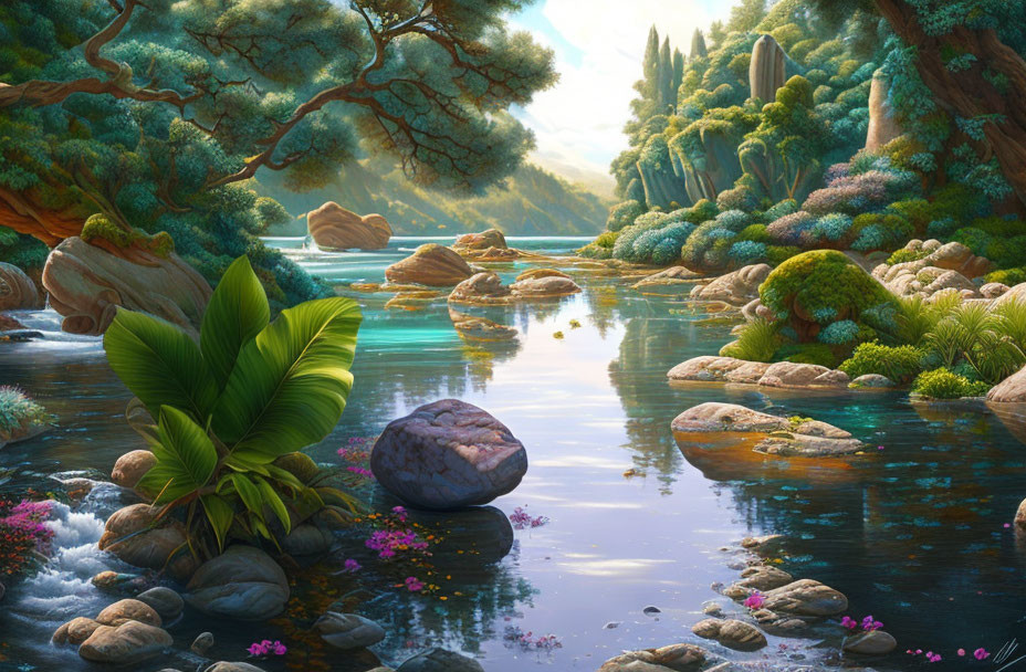 Serene River Flowing Through Vibrant Forest