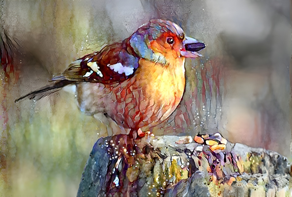 Finch eating a sunflower seed