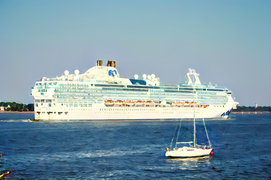 Cruise Liner & A yacht Big & Small