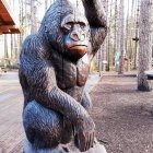 Stylized giant gorilla with goggles and sandals in futuristic cityscape