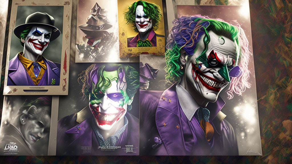 Collage of Joker character illustrations with varied expressions.