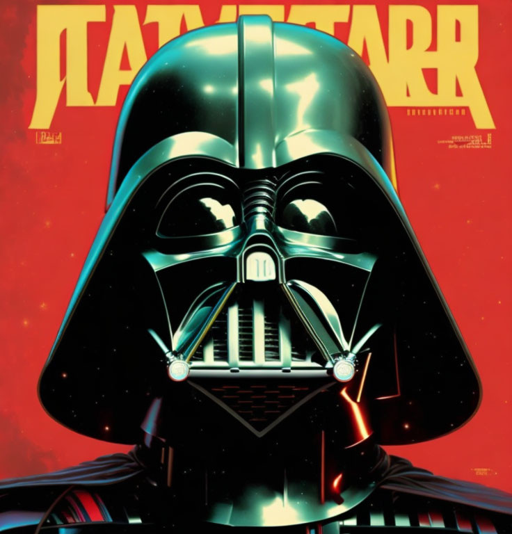 Darth Vader's helmet illustration with red background and Cyrillic text.