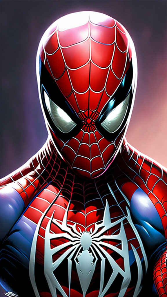 Vivid Spider-Man illustration with detailed red & blue suit